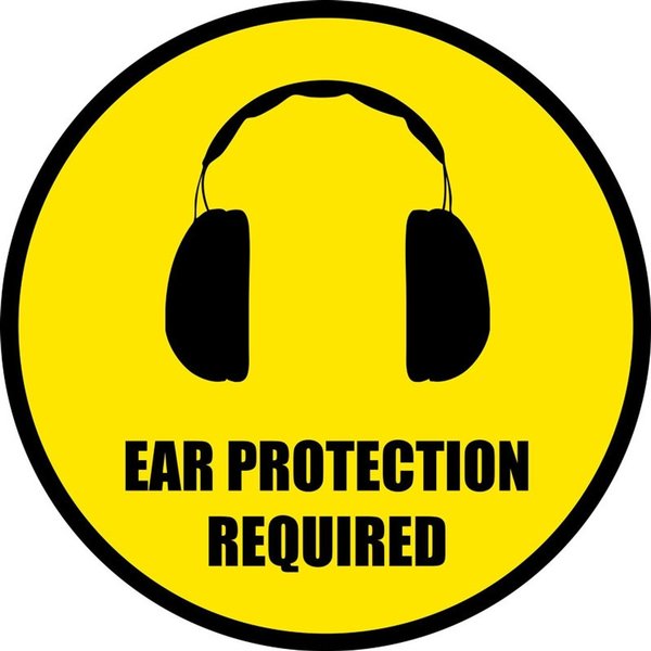 5S Supplies Ear Protection Required 18in Diameter Non Slip Floor Sign FS-PPEEARP-18